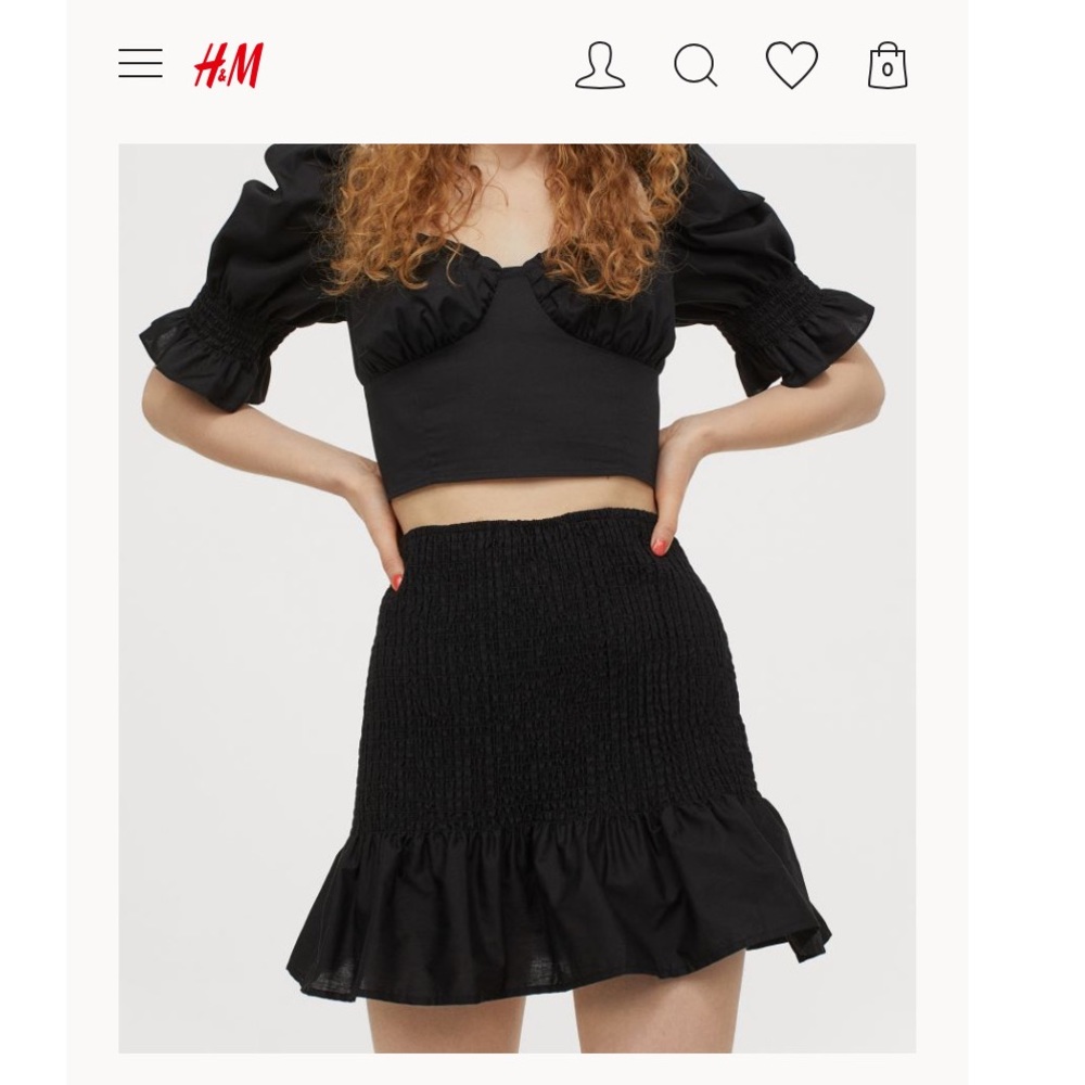 NWOT H&M High Waisted Smocked Linen Flared Skirt